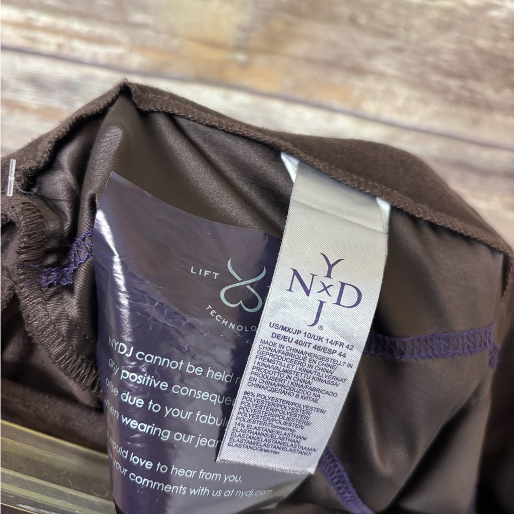 NYDJ Faux Suede Leggings Brown 10 Pull‎ On Skinny Stretch - Picture 5 of 5